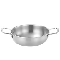 Poêle à frire double poignée mini style militaire coréen en acier inoxydable 201 non revêtu pour fruits de mer, ramen, usage domestique