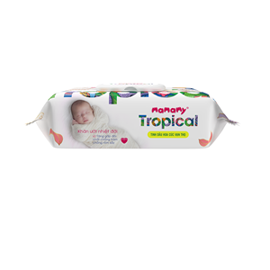 Toallitas Húmedas Mamamy Tropical de Fibra Natural con Coco y Fosfatidil PG-Dimonium Chloride, 60 Unidades de 200x150mm, Seguras para la Prevención de Erupciones Cutáneas en Bebés - Product Image 3