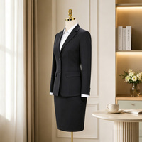 Costume formel pour femme en laine peignée couleur unie, uniforme de personnel, administration hôtelière, réception d'affaires, boutonné, élégant, vente en gros, OEM, personnalisable