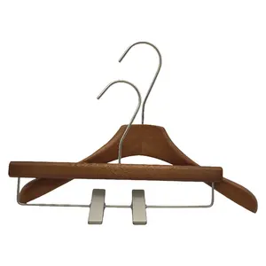 Brown Wooden Craft Boutique Light Hanger Suit Custom Wood Clothes Wooden Hangers For Garment Display