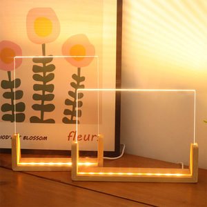 Hình Chữ U <span class=keywords><strong>LED</strong></span> Ánh Sáng Ban Đêm Bảng Đèn Rắn Gỗ Sồi Đứng Tấm Acrylic Biểu Tượng Tùy Chỉnh USB Nguồn Điện Nhà Thông Minh Đèn - Product Image 3