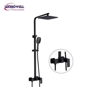 Sistema <span class=keywords><strong>de</strong></span> <span class=keywords><strong>ducha</strong></span> moderno pulido <span class=keywords><strong>de</strong></span> latón con <span class=keywords><strong>columna</strong></span> expuesta, grifo <span class=keywords><strong>monomando</strong></span>, válvula <span class=keywords><strong>de</strong></span> cerámica y barra deslizante - Product Image 2