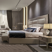 Ensemble de chambre à coucher moderne de luxe au design italien exclusif, lit double haut de gamme avec grande tête de lit king size, meubles de style doux