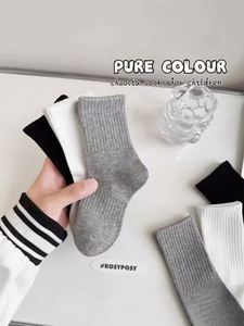 Mid-Tube <b>Stockings</b> for Boys Girls Kid Children Black White Grey Thick Socks Autumn Wear Breathable <b>Knitted</b> Socks - Product Image 2