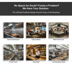 Hotte murale sans conduit en acier inoxydable, petite hotte pour boutique de <span class=keywords><strong>charcuterie</strong></span> occidentale, poulet grillé, filtre à déflecteur, efficacité de purification de 95%, lumière - Product Image 6