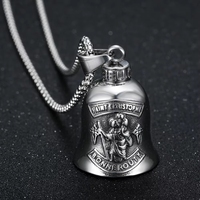 Pendentif Cloche de la Protection Saint Christophe Vintage, Cloche Porte-Bonheur pour Motard, Breloque en Acier Inoxydable 316L, Collier Bijou pour Homme, Vente en Gros