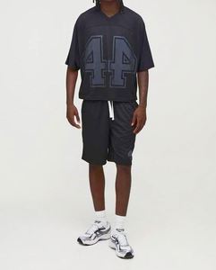 Black Oversized Boxy Mesh <b>Batwing</b> 44 Hockey <b>Top</b> and Short Set 100% Cotton Sweat Sets Unisex Fitness Tracksuit - Product Image 4