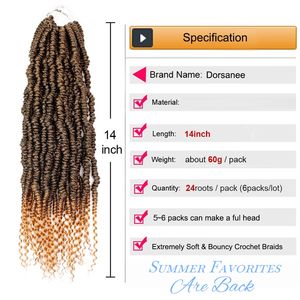 Extensions de cheveux synthétiques pré-bouclées Bomb Twist pour tresses, dreadlocks, style Springy Passion, crochet, trame unique, 14 pouces, 24 mèches - Product Image 2
