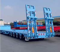 Semi-remorque à plateau surbaissé à 3 essieux pour le transport d'équipements de construction lourds, conception durable, remorque à plateau surbaissé