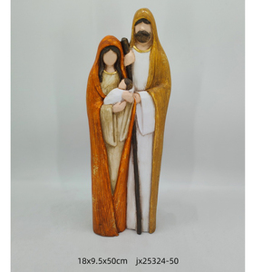 Figurine de Nativité en Résine Finition en Bois Personnalisée StatueJésus Mère Marie avec Bébé Statues de Scène de Nativité de Noël - Product Image 4