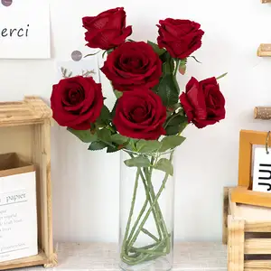 아름다운 실크 인공 장미 꽃 웨딩 홈 테이블 장식 긴 꽃다발 정렬 가짜 식물 발렌타인 데이 선물