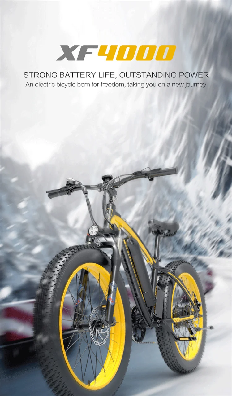 LANKELEISI XF4000 Fat Tire Electric Bike  48V 10.4AH Lithium Battery 1000W Electric Bicycle Ebike 26" Electric Mountain Bike