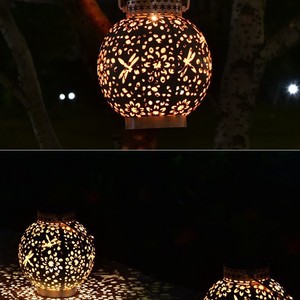 Linterna Solar Xinhuiyuan LED de Hierro Hueco, Lámpara Decorativa Portátil para Exteriores con Asa - Product Image 3