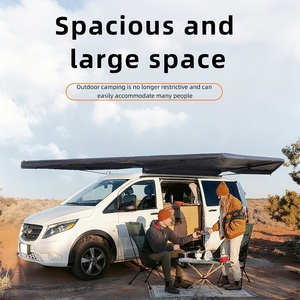 Auvent pare-soleil extérieur en forme d'éventail avec protection UV, en tissu Oxford, double poteaux, nouveau style, tente latérale pour voiture - Product Image 4