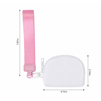 Dompet Mini Wanita Mewah Bahan Nilon dengan Ritsleting, Kantong Koin, Kantong Transparan, Gantungan Kunci Pergelangan Tangan, Tempat Kartu