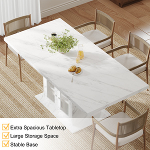 Tùy Chỉnh Sang Trọng Hiện Đại Bằng Đá Cẩm Thạch Trắng Bàn Ăn Hình Chữ Nhật Lớn Phòng Ăn Bảng Với Tủ Lưu Trữ Cho Nhà Bếp 4-6 Chỗ Ngồi - Product Image 4