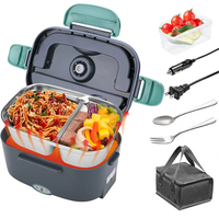 Kotak Makan Siang Elektrik Pemanas Makanan Logo Kustom 220V/110V Rumah Mobil Stainless Steel Portabel Kotak Makan Siang Termal Bento