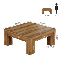 Mesa de Centro Cuadrada Estilo Farmhouse Tribesigns de 39 Pulgadas, Patas Resistentes, Muebles de Grado Comercial para Vestíbulo de Hotel u Oficina
