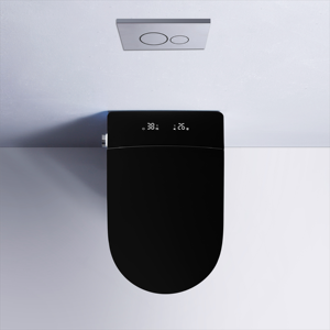 WC intelligent mural noir de conception moderne, personnalisé OEM, haut de gamme, avec double écran, siège chauffant et désodorisant, pour salle de bain - Product Image 2