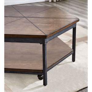 DB Ultimo Brown Hexagon <b>Lift</b> <b>Top</b> Cocktail <b>Table</b> Elegant <b>Coffee</b> <b>Tables</b> Collection - Product Image 4