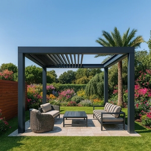 Cama Doble <span class=keywords><strong>de</strong></span> Exterior Moderna y Lujosa con Pérgola <span class=keywords><strong>de</strong></span> Aluminio, Tumbona con Cortinas, Cabana <span class=keywords><strong>de</strong></span> Playa, Tumbona <span class=keywords><strong>de</strong></span> <span class=keywords><strong>Jardín</strong></span> <span class=keywords><strong>para</strong></span> Resort y Hotel - Product Image 1