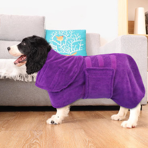 Albornoz para mascotas, toalla absorbente de secado rápido para perros, ropa para todas las estaciones, color morado - Product Image 1