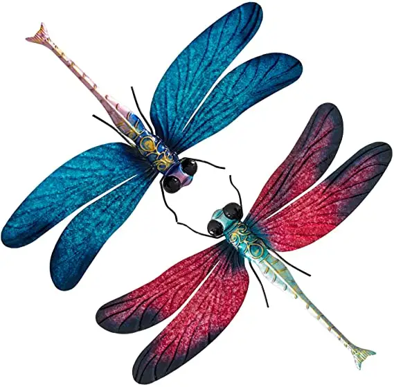 Newart nordic dragonfly metal wall art home decoration for living room outdoor fence wall