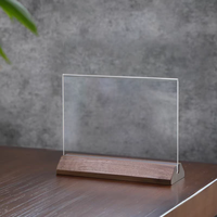 Support de Table Transparent en Acrylique avec Base en Bois – Présentoir de Menu Durable pour Affiches et Panneaux A4/A5 – Offre Spéciale