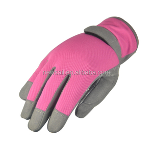 Vinilo no damas puntos de silicona palm con Rosa de cuero sintético de la plantación de guantes de jardín - Product Image 1