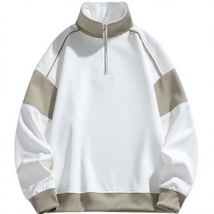 Sweat-shirt pour homme à col montant et demi-zip, coupe oversize, couleur unie, en molleton respirant, mélange polyester-coton - Product Image 3