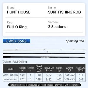 <span class=keywords><strong>Canne</strong></span> à Pêche <span class=keywords><strong>Surfcasting</strong></span> Haute Teneur en Carbone 40T 4,05m/4,25m, <span class=keywords><strong>Canne</strong></span> <span class=keywords><strong>de</strong></span> Surf Fuji 3 Sections pour Pêche en Mer - Product Image 2