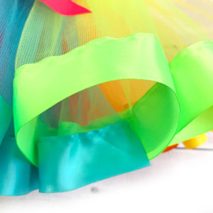 Falda Tutú de Tul Multicolor con Lazo de Cinta Arcoíris para Bebés Niñas, Ideal para Fiestas de Cumpleaños - Product Image 3