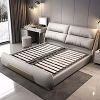Meubles de chambre à coucher en bois de luxe moderne, lits rembourrés doux, lit double king size avec cadre de lit et rangement, design tendance