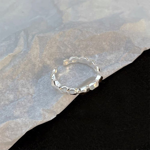 S925 Sterling Silver Geometric <b>Open</b> <b>Ring</b> With Sparkling Fragments Unisex Everyday Wear Jewelry - Product Image 2