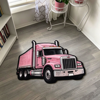 Tapis touffeté rose en forme de semi-remorque, tapis de sol antidérapant de forme irrégulière personnalisée pour chambre d'enfant et décoration intérieure