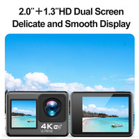 Caméra d'action V8 4K 30FPS à double écran WiFi anti-tremblement 20MP F2.0 étanche 30M avec télécommande pour casque et vélo