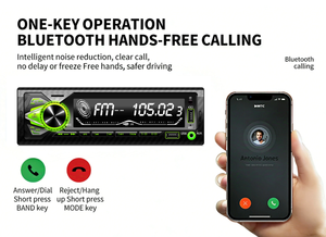 เครื่องเล่น MP3 แบบ 1 Din สเตอริโอ 2 พอร์ต USB หน้าจอ LCD เครื่องส่งสัญญาณ FM วิทยุติดรถยนต์ ซับวูฟเฟอร์ ที่ชาร์จในรถยนต์ ไฟหลากสี - Product Image 3