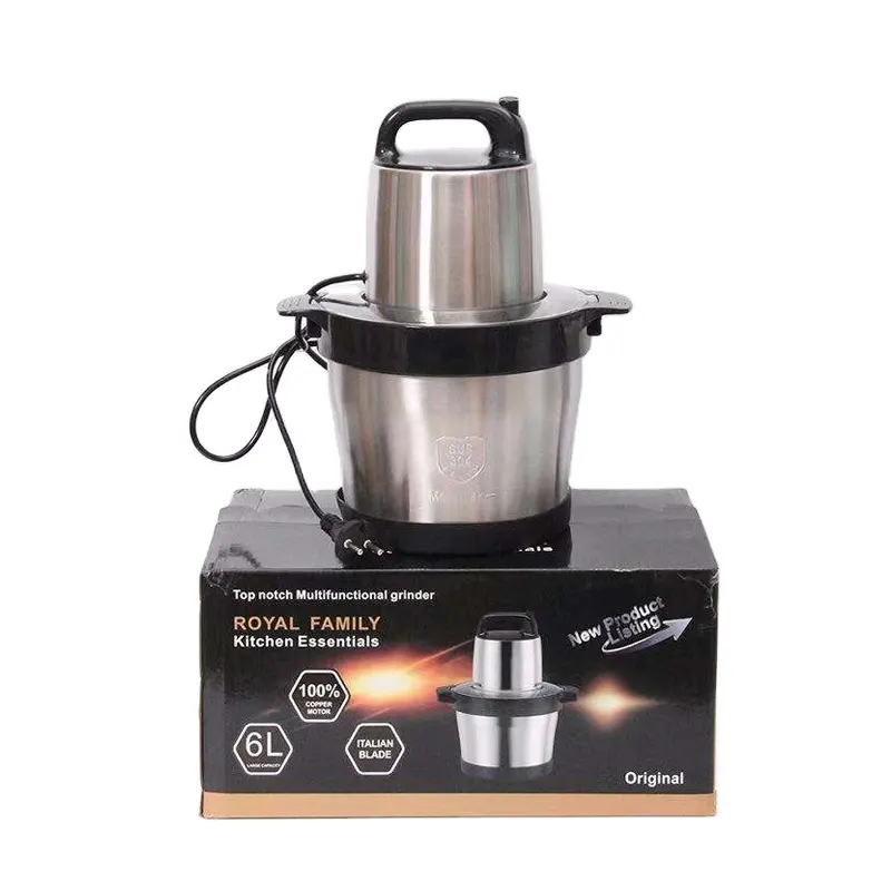 Hachoir à viande professionnel multifonction en acier inoxydable, 6l