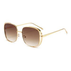 Lunettes de soleil surdimensionnées à double cercle évidé avec logo personnalisé, monture métallique intégrale, protection UV400, style carré, collection 2026 - Product Image 5