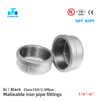 Raccords de tuyauterie en fonte malléable galvanisés à basse pression avec bouchons à filetage perlé FM UL CE NPT BSPT 300Psi 1/2''-6'' Classe 150