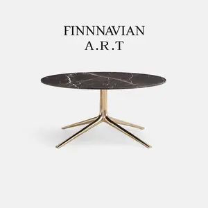 FINNNAVIANART, luz italiana de moda, asequible, sala de estar de lujo, mesa ovalada con placa de roca, mesa de centro, mesa auxiliar