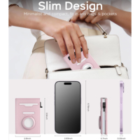 Portefeuille intelligent rose de luxe tendance avec AirTags intégrés, porte-cartes en métal aluminium, porte-monnaie fin anti-RFID à ouverture pop-up, portefeuille à trois volets pour femmes