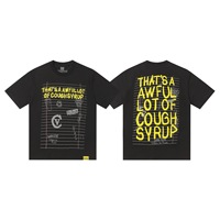 T-shirt à manches courtes en coton pur avec motif lettres, style streetwear décontracté hip-hop, inspiré des célébrités occidentales et européennes