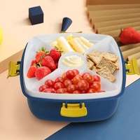 Réductions Boîte à lunch Bento en plastique double couche pour enfants avec couvercle en plastique Conservation épaissie Bureau Boîte à lunch Boîte à repas Ensemble de boîte à salade