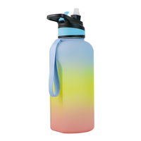 Bouteille d'eau sportive en PETG avec marqueur de temps, grande ouverture, 74 oz, bouteille d'eau de 2,2 l (demi-gallon), vente en gros