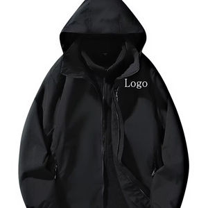 Chaqueta cortavientos personalizada con cremallera completa para hombre, chaqueta cortavientos impermeable de manga larga para deportes al aire libre para hombre - Product Image 1