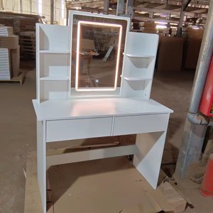 Kadın kızlar LED ışıkları ayna Vanity masa masası seti ile yatak odası için güç çıkışı küçük makyaj Vanity - Product Image 2