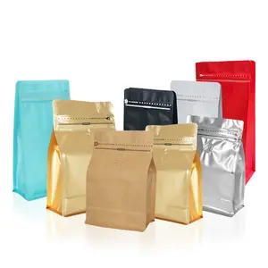 BRC Amazon Hot Sale Coffee Pack 250g 500g 1kg Aluminum Foil Matt Zipper Plastic Flat Bottom Packaging Coffee Bag With Valve
