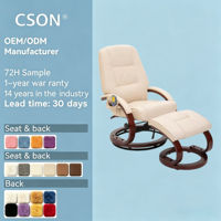 Chaise de bureau inclinable en tissu PU microfibre beige de loisirs avec repose-pieds à régulation manuelle