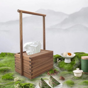 Boîte à mouchoirs en bois de style antique exquis, fabriquée en bois de noyer d'Amérique du Nord, avec couvercle coulissant, personnalisable. - Product Image 1